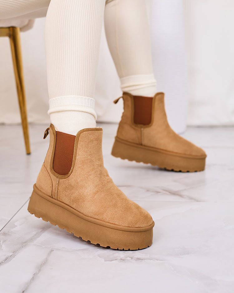 Royalfashion Hnědé dámské sněhule na platformě Stiellsia