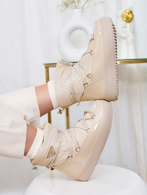 Royalfashion Жіночі черевики-сліпони a'la снігоступи бежеві Vevnose