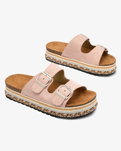 Royalfashion Dámské žabky s přezkami ve světle růžové barvě Monna