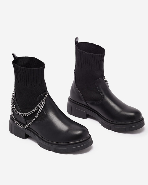 Чоботи жіночі чорні з верхом a'la sock Foldaf- Footwear