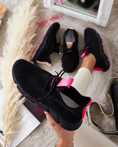 Černé a fuchsiové dámské sportovní boty Bommgi - Obuv