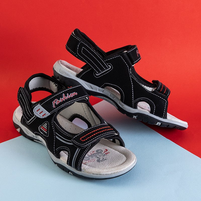 Černé chlapecké sandály na suchý zip Monekin - Obuv