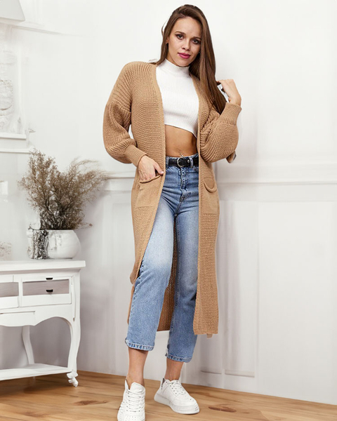 Royalfashion Світло-коричневий жіночий светр-покривало