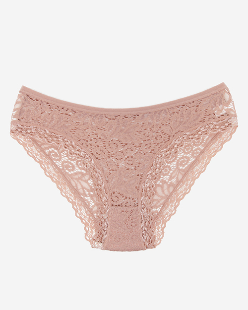 Бежеві одноколірні мереживні трусики жіночі - Нижня білизна