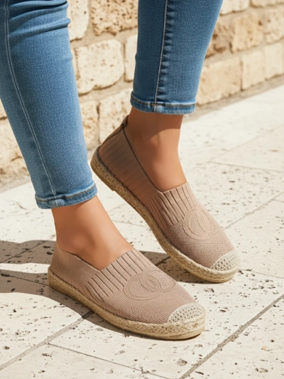 Dámské espadrilky Callisto světle hnědé plochý podpatek ekologická kůže