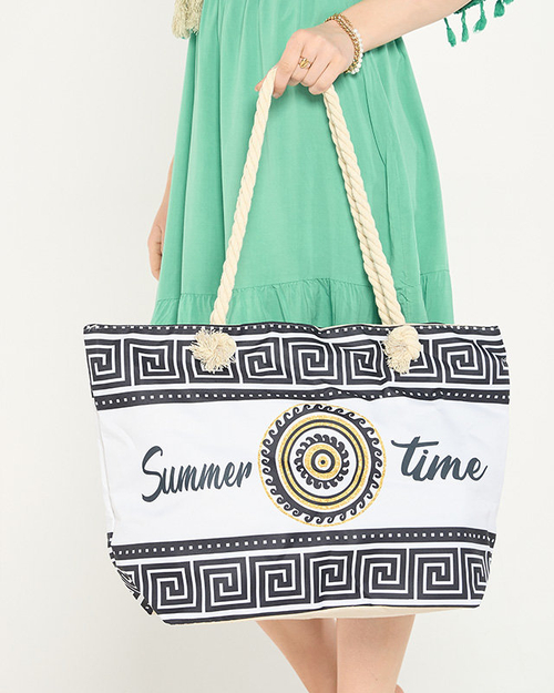 Чорно-біла жіноча пляжна сумка з візерунком