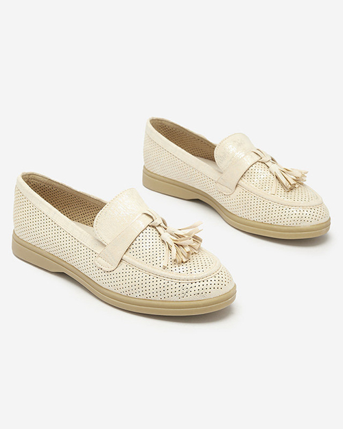 Кремові жіночі мокасини з декором Parffes- Footwear