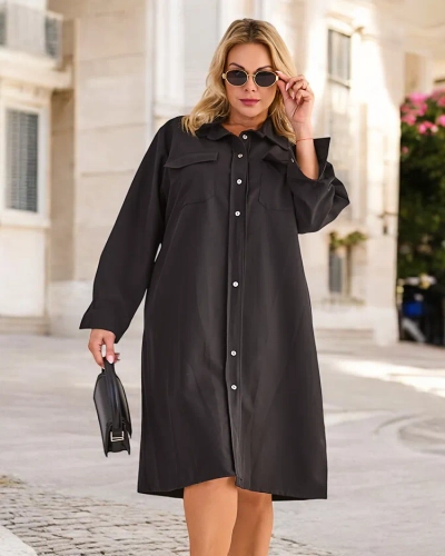 Dámské látkové šaty Royalfashion s knoflíky VELIKOST XXL