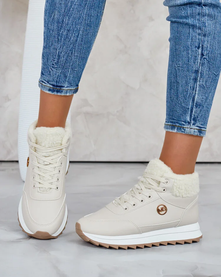 Royalfashion Dámské zateplené tenisky s kožíškem Frozit