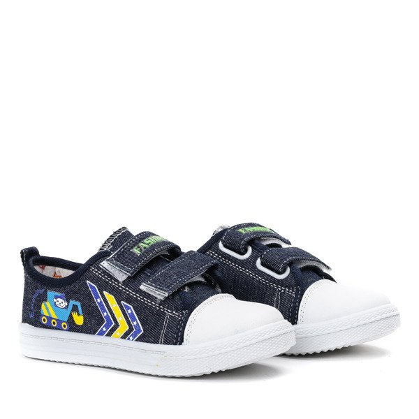 Granatowe tenisówki chłopięce na rzepy Condi - Obuwie