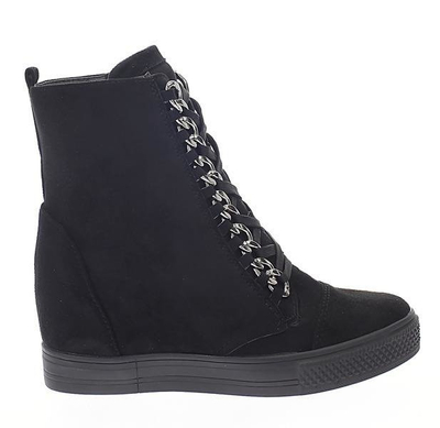 Czarne sneakersy na koturnie - Obuwie