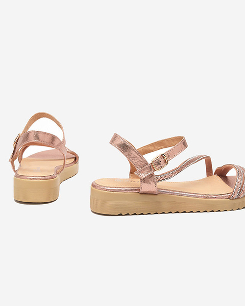 Рожеві жіночі блискучі босоніжки з цирконами Spirade