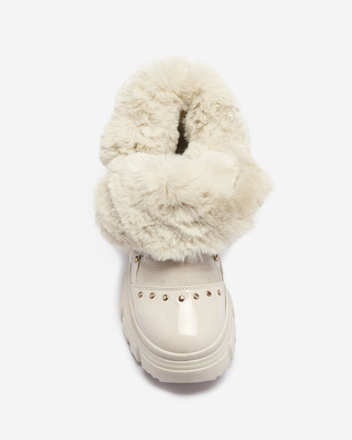 Бежеві жіночі снігоступи на шнурівці Fentes- Взуття