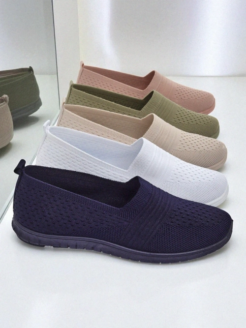 Жіночі мокасини Lyra Granatowe дихаюча тканина на плоскій підошві