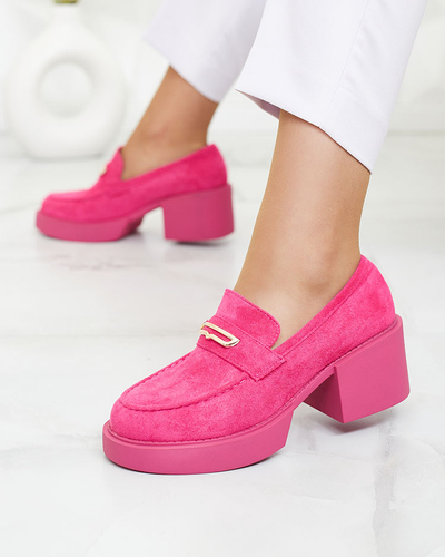 Royalfashion Růžové dámské mokasíny z eko semiše Valyffia