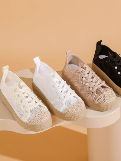 Royalfashion dámské krajkové tenisky se třpytkami Nille