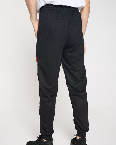 Pánské černé tepláky s nápisy - Oblečení