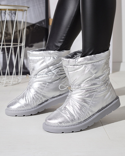 Сріблясті жіночі утеплені черевики а-ля снігоступи Kaliolen - Взуття