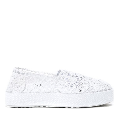 Білі мереживні кросівки в стилі ковзання на Bari - Взуття 1