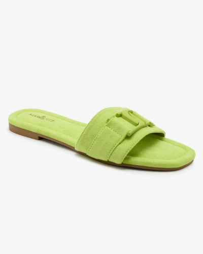 Royalfashion Neonově zelené dámské žabky s přezkou Rydr