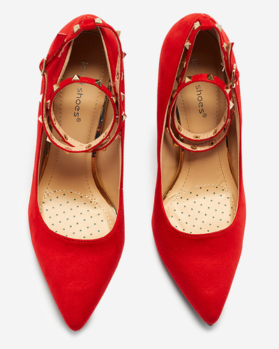 Червоні жіночі туфлі на високому каблуці з ремінцем на щиколотці Altans - Туфлі