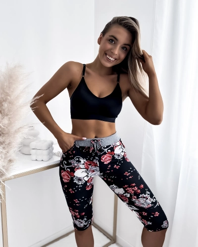 Dámské 3/4 černo-růžové kraťasy PLUS SIZE - Oblečení