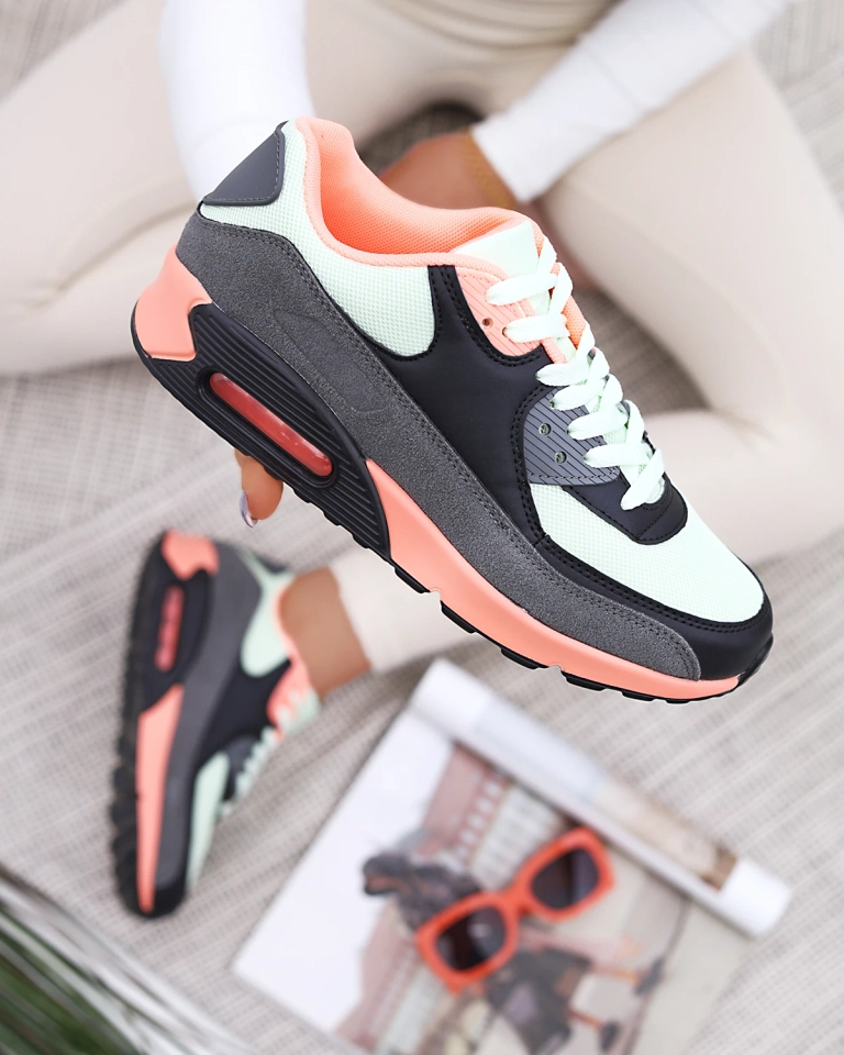 Šedozelená dámská sportovní obuv s barevnými vložkami Renerix - Obuv