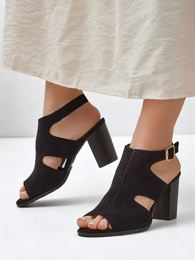 Royalfashion dámské sandály na blokovém podpatku s vyřezávanými detaily Abetle