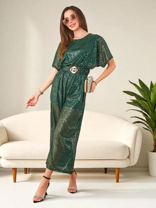 Royalfashion Довгий жіночий комбінезон з пайетками