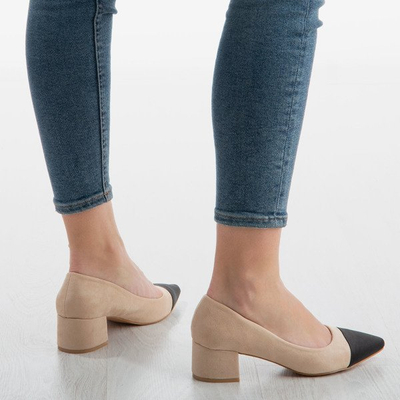 Béžová čerpadla na nízkém sloupku Massikina - Obuv 1