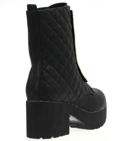 Czarne botki na platformie Barbra- Obuwie