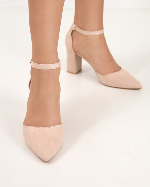 OUTLET Бежеві жіночі босоніжки на вищому стовпі Hareda - Туфлі