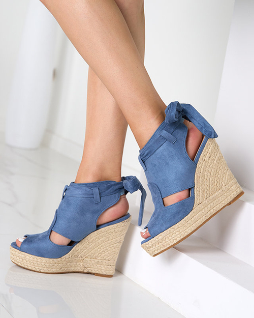 Сині жіночі босоніжки на танкетці Penetika