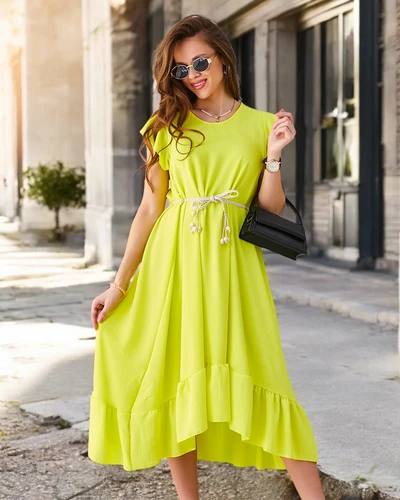 Royalfashion Dámské midi šaty s volánky a krátkými rukávy