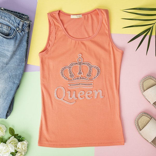 Růžový dámský top s kubickým zirkonem - Oblečení