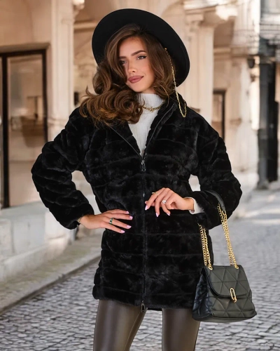 Пальто жіноче хутряне Royalfashion Black
