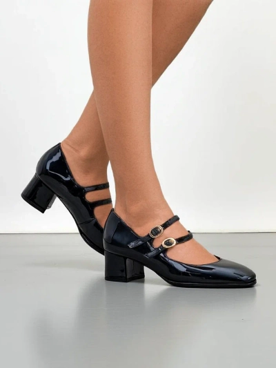 Royalfashion Лаковані жіночі туфлі на блоці з ремінцями Weyy