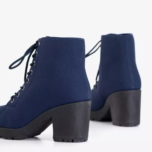 OUTLET Жіночі темно -сині чоботи на шнурівці на високих підборах Мінор - Взуття