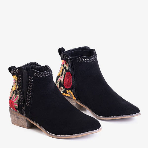 Чорні жіночі черевики з декоративною вишивкою Хастіелі - Взуття