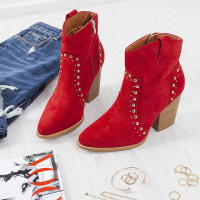 Červené kovbojské boty na vysokém sloupku Gana - Obuv