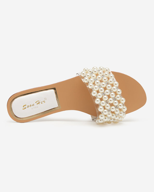 Жіночі шльопанці з перлинами Faldei