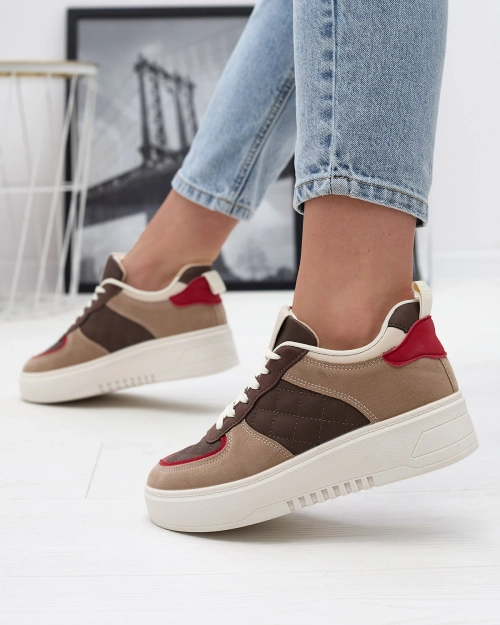 Коричневі стьобані жіночі спортивні туфлі Xitery - Взуття