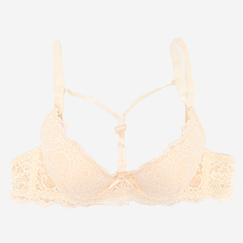 Бежевий мереживний бюстгальтер з бретелями - Нижня білизна