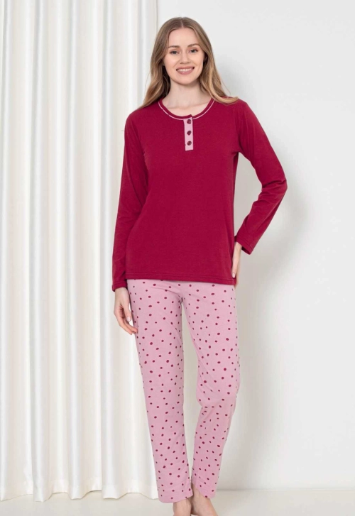 Royalfashion жіночі бавовняні піжами з брюками в горошок