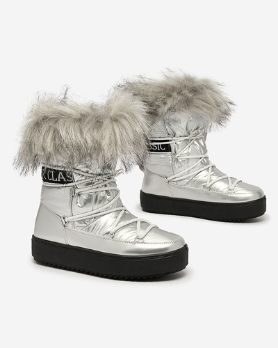 Royalfashion Stříbrné nazouvací boty a'la snow boots for women Efilayla