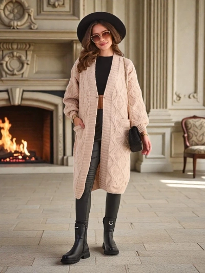 Royalfashion Pletený ženský pončový svetr