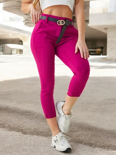 Royalfashion Dámské viskózové skinny kalhoty s páskem