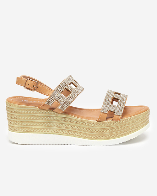 Світло-коричневі жіночі босоніжки на танкетці Masewi