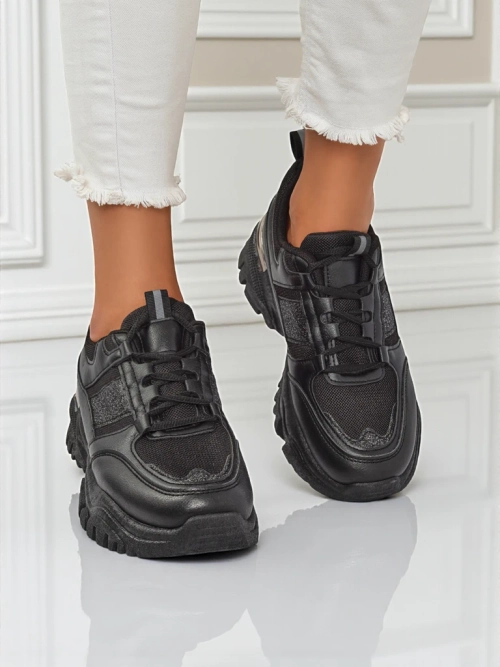 Жіночі кросівки Arete Nero на плоскій підошві зі шкіри екологічної