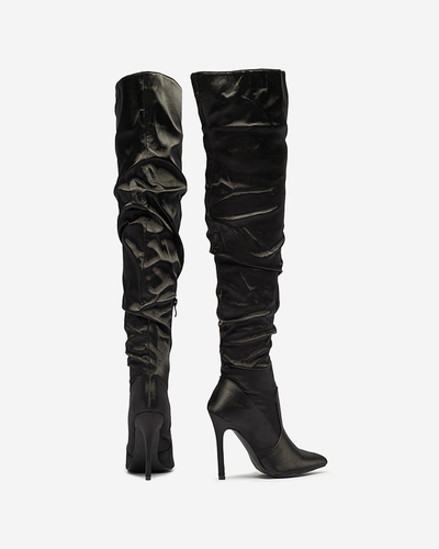 Černé dámské kozačky na vysokém podpatku Humico - Obuv